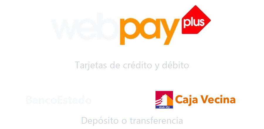 Medios de pago: Webpay Plus, BancoEstado y CajaVecina